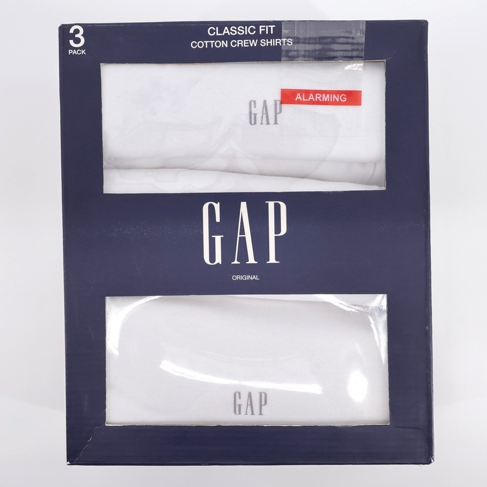 NEW Gap Classic Fit 3-Pack Crew Shirts White Short Sleeve Mens Large